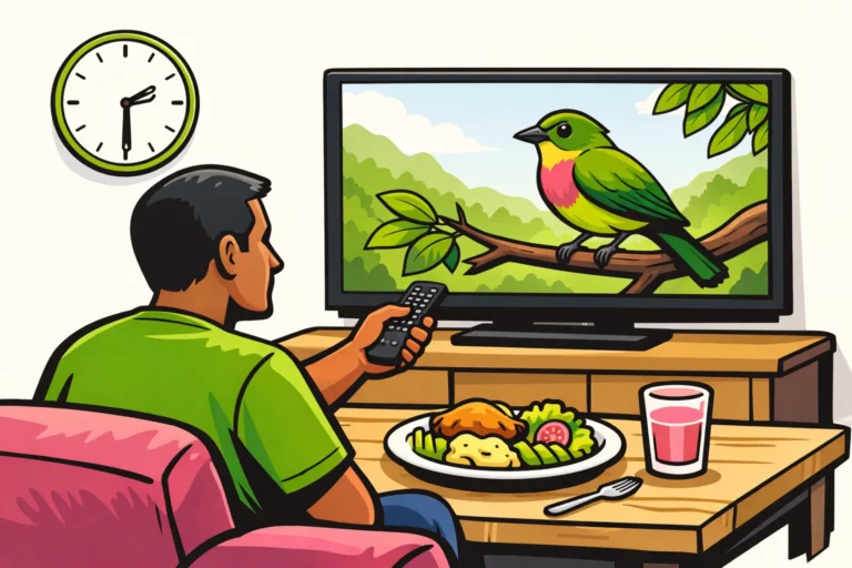 Persoon op de bank die met een afstandsbediening een televisieprogramma kiest om later te bekijken.